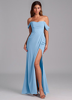 Azazie Johana Abiti da Damigella Abito Convertibile Sirena in Chiffon Spalle Scoperte Azzurro Polvere image3
