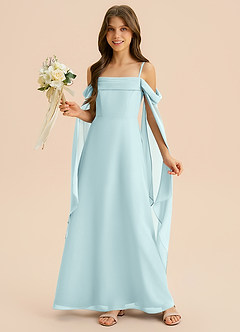 Azazie Moana Junior Linia A Pofałdowany Szyfon Długość podłogi Młodsza druhna Sukienka image4