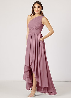 Azazie Mathilda Bridesmaid Dresses A-Line One Shoulder Chiffon Asymmetrical Dress image3