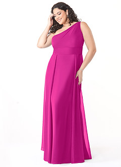 Azazie Dallas Bridesmaid Dresses Fuchsia A-Line One Shoulder Chiffon Dress image8