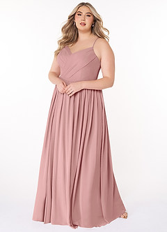 Azazie Cora Robes de demoiselle d'honneur Robe Trapèze en Mousseline de soie Plissée Rose Poussiéreuse image8