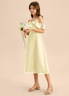 Azazie Kamilla Junior Abito A-Line in Chiffon a Spalla Scoperta Sorbetto Al Limone image3