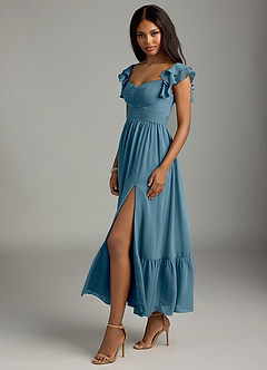 Azazie Anaya Abiti da Damigella Abito A-Line in Chiffon Plissettato Bermuda image4