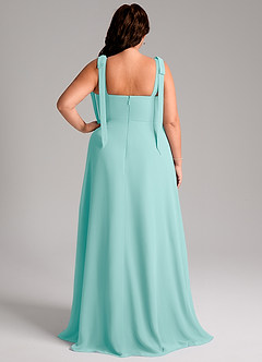 Azazie Debra Bridesmaid Dresses Aqua A-Line with Pockets Chiffon Convertible Dress image9