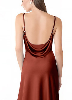 Azazie Alaija Bridesmaid Dresses Terracotta Mermaid Side Slit Stretch Satin Dress image6