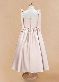 Azazie Chelsie Blumenmädchenkleider A-Linie Schleifen Matte Satin Kleid Blassrosa image6