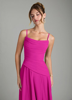 Azazie Gabriela Vestidos de damas de honor Vestido Fucsia de Gasa de Línea A con Corsé image9
