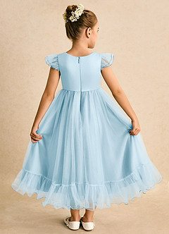 Azazie Phebs Robe Demoiselle D'honneur Fillette Robe Trapèze en Tulle Bleu Ciel image2