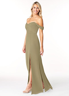 Azazie Joretta Final Sale Moss Green A-Line Off the Shoulder Chiffon Convertible Dress image4