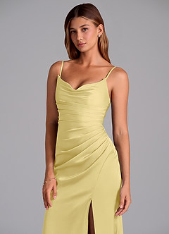 Azazie Claudelle Bridesmaid Dresses Lemon Sorbet Mermaid Strapless Stretch Satin Dress image2