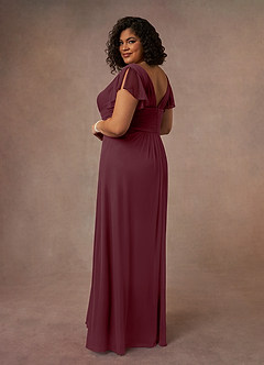 Azazie Reneya Mother of the Bride Dresses Cabernet A-Line Pleated Mesh Dress image9