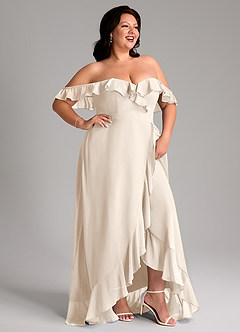 Azazie Lyra Bridesmaid Dresses White Alabaster A-Line Chiffon Convertible Dress image14