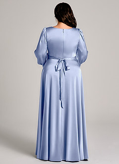 Azazie Leonia Bridesmaid Dresses Ice A-Line Long Sleeve Stretch Satin Dress image6