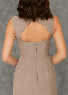 Azazie Flori Bridesmaid Dresses Taupe Sheath Square Neckline Chiffon Dress image3