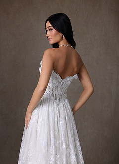 Azazie Vanessa Wedding Dresses Diamond White Ball-Gown Strapless Lace Dress image14