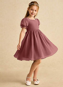 Azazie Jolie Blumenmädchenkleider A-Linie mit ärmel Chiffon Kleid Amethyst image1