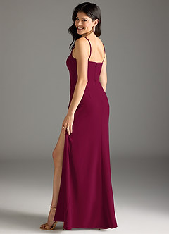 Azazie Rhoda Bridesmaid Dresses Burgundy Sheath Pleated Stretch Crepe Dress image2