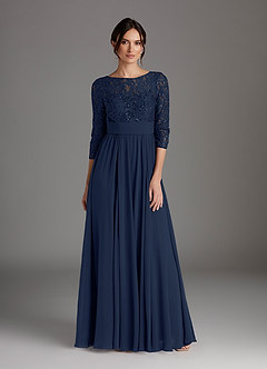Azazie Carmena Mother of the Bride Dresses Dark Navy A-Line Sequins Chiffon Dress image1