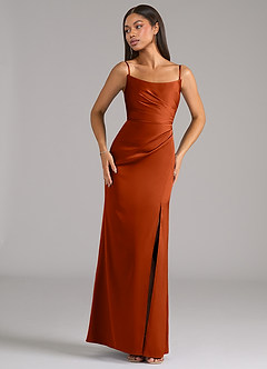 Azazie Marla Bridesmaid Dresses Paprika Sheath Strapless Stretch Satin Convertible Dress image7