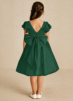 Azazie Kaeya Flower Girl Dresses Dark Green A-Line Bow Tulle Dress image1