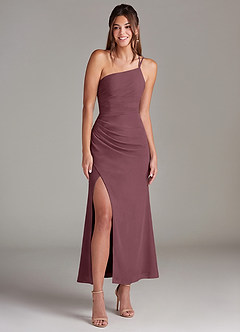 Azazie Eren Jurken voor bruidsmeisjes Jurk van Chiffon met Zeemeermin One-shoulder Sangria image3