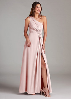 Azazie Brooke Abiti da Damigella Abito A-Line in Chiffon Monospalla Rosa Rossore image4