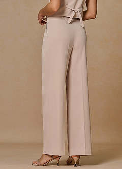 front Margaret Tan Cotton Linen Blend Pants