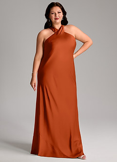 Azazie Doretta Bridesmaid Dresses Paprika Mermaid Pleated Stretch Satin Dress image9