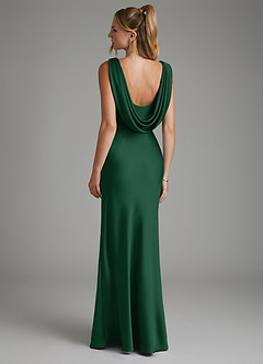 Azazie Elena Bridesmaid Dresses Dark Green Mermaid Pleated Stretch Satin Dress image2