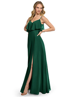 Azazie Jean Abiti da Damigella Abito Convertibile A-Line in Chiffon Smeraldo image3