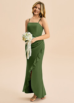 Azazie Buzzy Junior Robe Fourreau en Mousseline de soie Plissée Olive image3