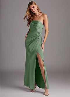 Azazie Lexie Bridesmaid Dresses Matcha Sheath Strapless Stretch Satin Convertible Dress image4