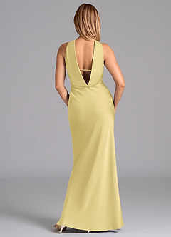 Azazie Lusinda Bridesmaid Dresses Lemon Sorbet Mermaid Strapless Stretch Satin Dress image7