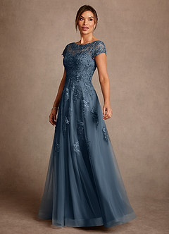 Azazie Jalinda Mother of the Bride Dresses Neptune A-Line Lace Chiffon Dress image4