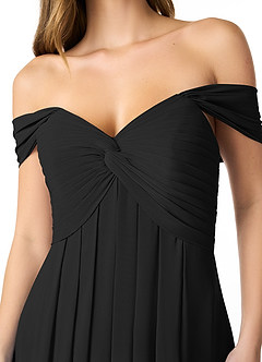 Azazie Kaitlynn Final Sale Black Empire Ruched Chiffon Convertible Dress image4