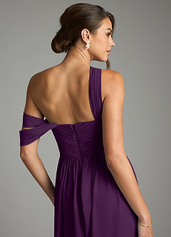 Azazie Kassandra 신부 들러리 드레스 A라인 오프 더 숄더 쉬폰 바닥 길이 드레스 image7