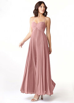 Azazie Devyn Brautjungfernkleider A-Linie Korsett Chiffon Kleid Altrosa image3