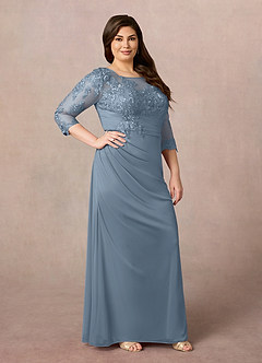 Azazie Fatemah Mother of the Bride Dresses Dusty Blue Mermaid Scoop Lace Lace Dress image8