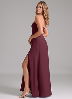 Azazie Jenilyn At-home Try On Dresses Cabernet A-Line Strapless Chiffon Dress image6