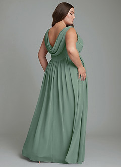 Azazie Novi Bridesmaid Dresses Eucalyptus A-Line Pleated Chiffon Dress image8