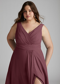 Azazie Karina Bridesmaid Dresses Sangria A-Line Pleated Chiffon Dress image21