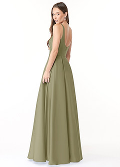 Azazie Neve Bridesmaid Dresses Pistachio Ball-Gown with Pockets Stretch Satin Dress image4