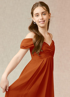 Azazie Kaitlynn A-Line Off the Shoulder Chiffon Floor-Length Junior Bridesmaid Dress image6