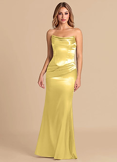 Azazie Sorrel At-home Try On Dresses Dusty Blue Mermaid Corset Metallic Satin Convertible Dress image2