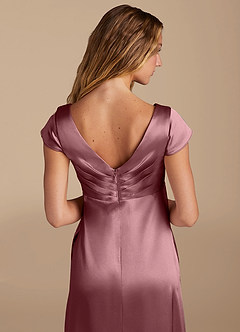 Azazie Allessia Maternity Bridesmaid Dresses A-Line Metallic Satin Floor-Length Dress image6