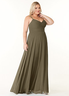 Azazie Janine Bridesmaid Dresses Willow Green A-Line V-Neck Chiffon Dress image8