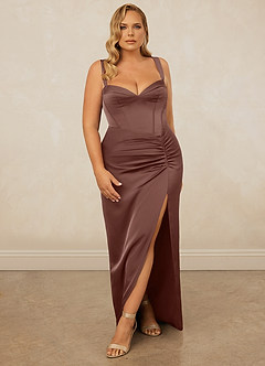 Christian Siriano Bridal for Azazie 1017 Bridesmaid Dresses Espresso Sheath Sweetheart Neckline Stretch Satin Dress image9