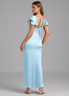 Azazie Demia Bridesmaid Dresses Sky Blue Sheath Sweetheart Neckline Stretch Satin Dress image2