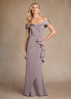 Azazie Laredo Mother of the Bride Dresses Vintage Mauve Mermaid Off the Shoulder Stretch Crepe Dress image4