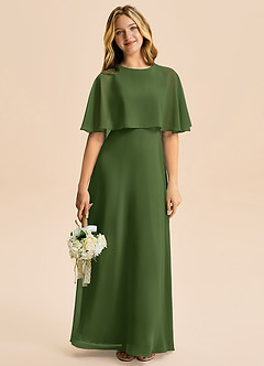 Azazie Maris Junior Abito A-Line in Chiffon Oliva image5